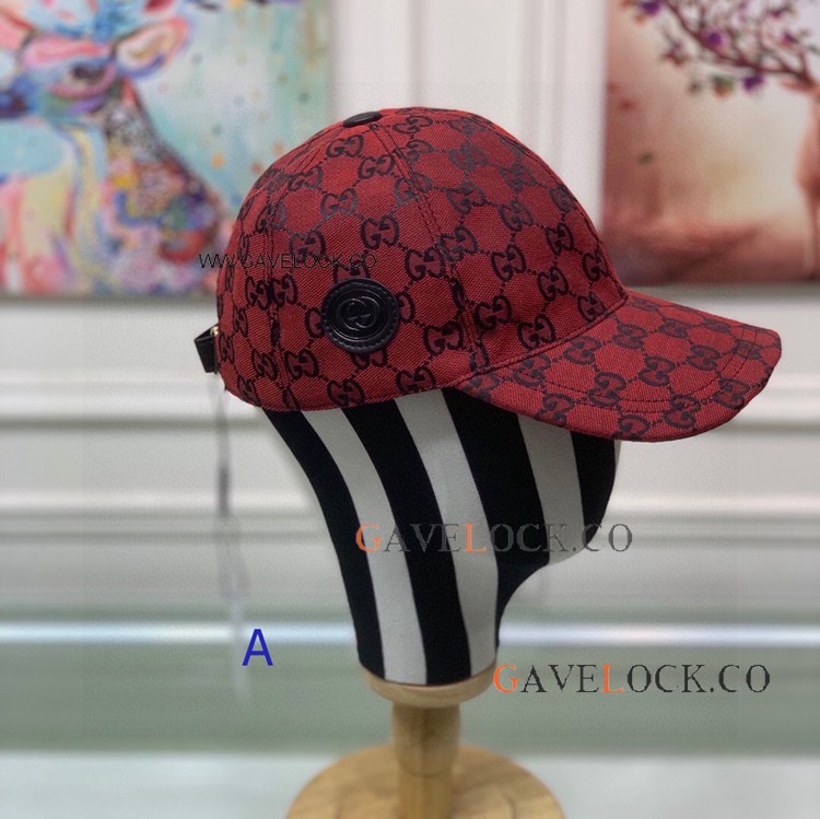 Gg Multicolor Canvas Baseball Hat In Red